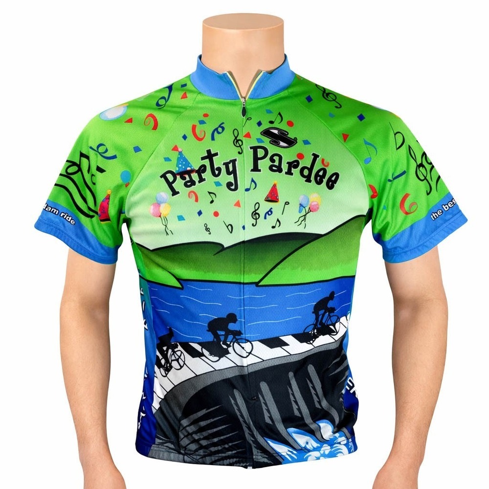Suarez Cycling Men's Jersey Small‎ Party Pardee Green Blue